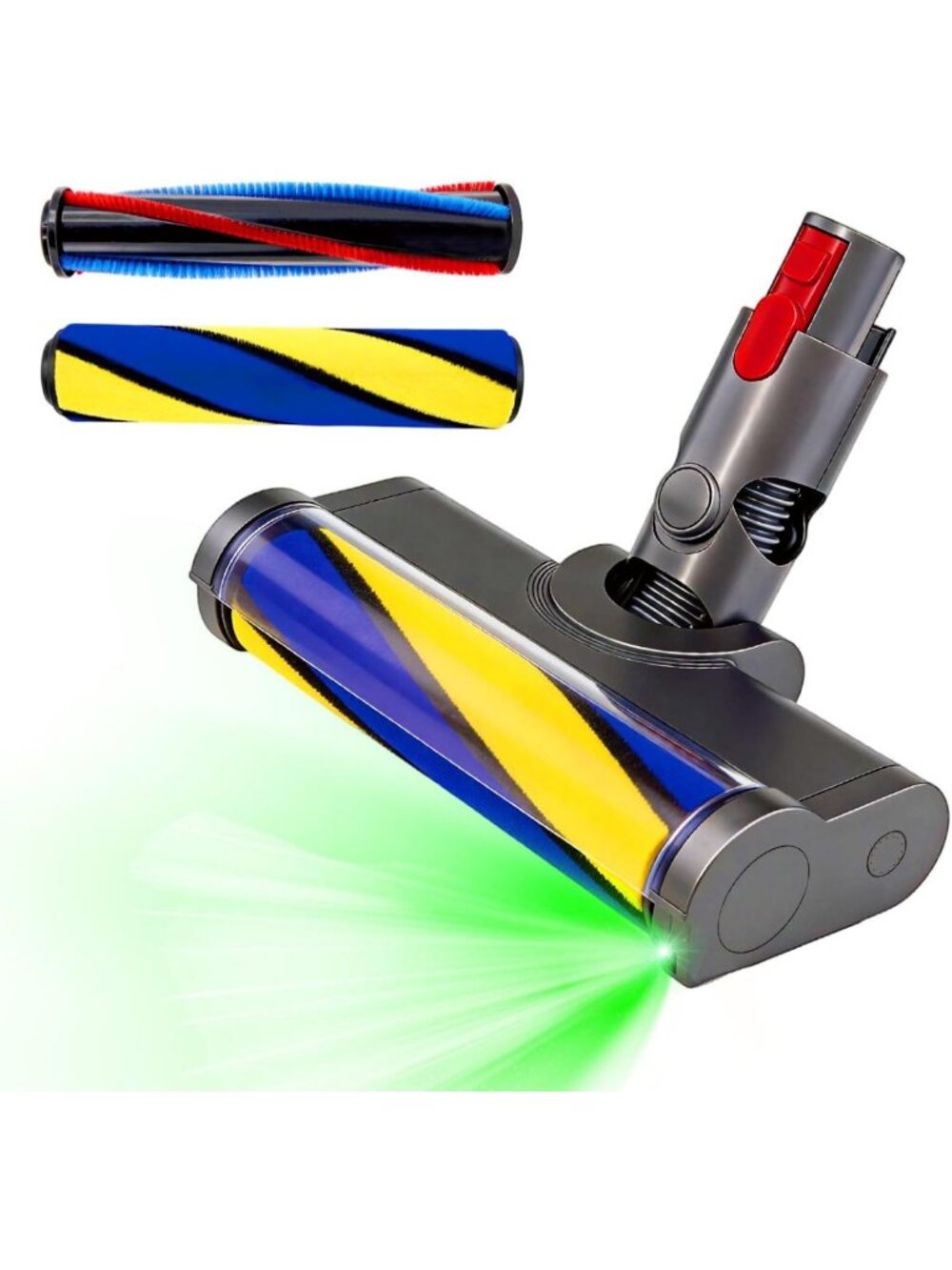 LED Dust Detection Vacuum Head Replacement - 2 Brushes for Efficient Cleaning